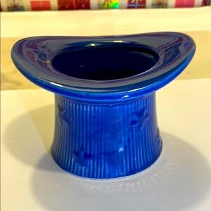 VTG Shawnee Blue Ceramic Hat-Shaped Vase - Deep Cobalt Planter